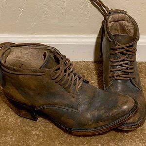 Hand distressed Gray Leather Freebird Bootie